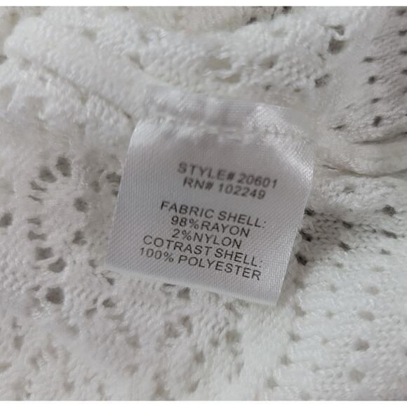 Under Skies Cream Loose Knit Top Large Lightweight Soft Delicate Short Sleeves - Picture 6 of 6